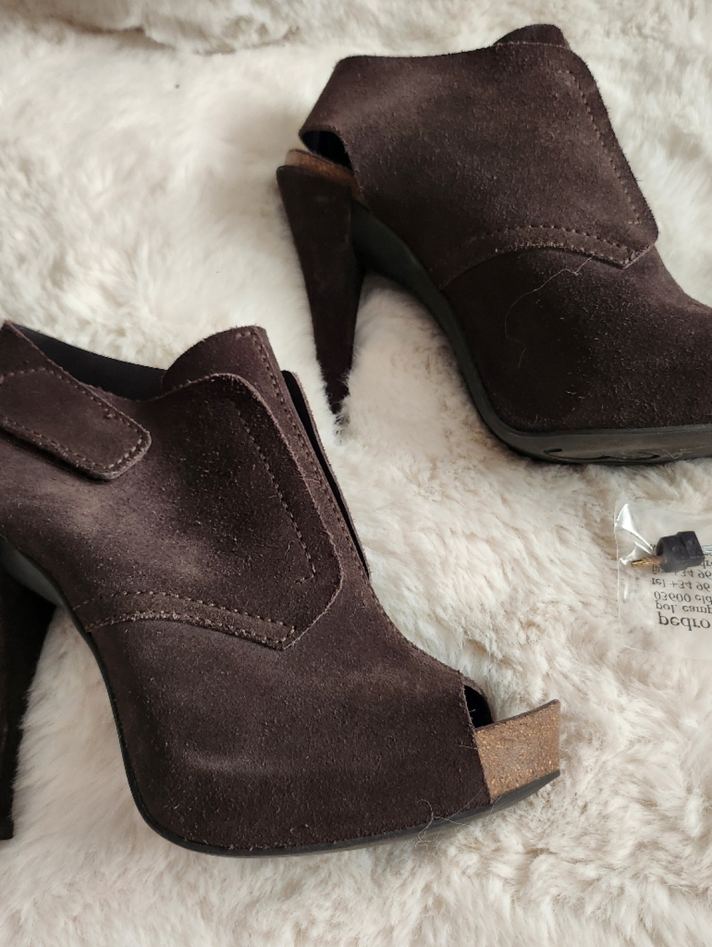 Pedro Garcia Dark Brown Suede Peep-Toe Booties